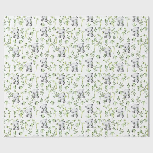Niedlicher Panda Bear Cub Bamboo Grüne Deko Geschenkpapier (Flach)