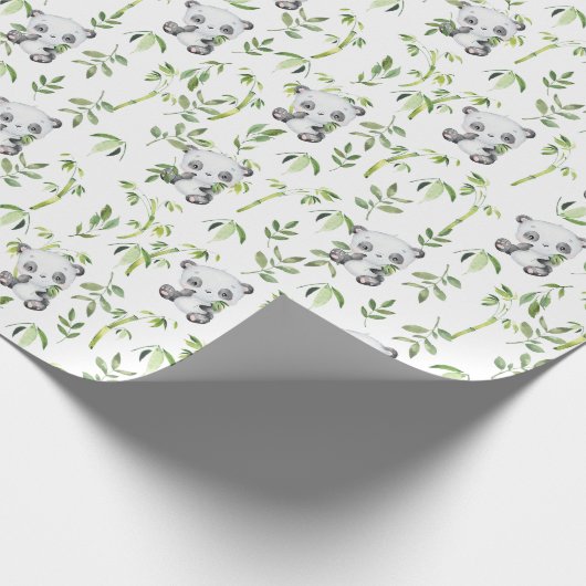 Niedlicher Panda Bear Cub Bamboo Grüne Deko Geschenkpapier (Ecke)