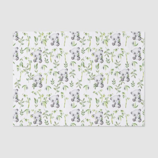 Niedlicher Panda Bear Cub Bamboo Grüne Deko Seidenpapier (Vorderseite)