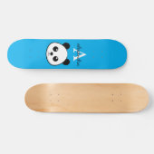 Niedlicher Panda Bear Custom Monogram Blue Backgro Skateboard (Horizontal)