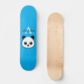 Niedlicher Panda Bear Custom Monogram Blue Backgro Skateboard (Vorderseite)