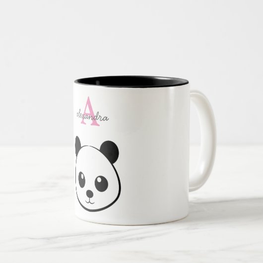 Niedlicher Panda Bear Custom Monogram Two-Tone Zweifarbige Tasse (VorderseiteRechts)