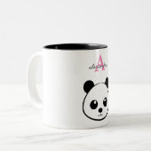 Niedlicher Panda Bear Custom Monogram Two-Tone Zweifarbige Tasse (Vorderseite Links)