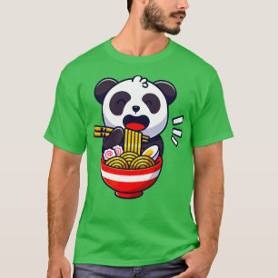 Niedlicher Panda Bear Eats Ramen Noodle Soup T-Shirt