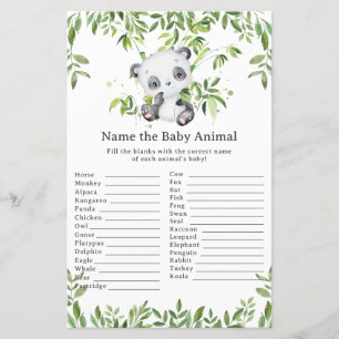 Niedlicher Panda Bear Greenername Baby Animal Game