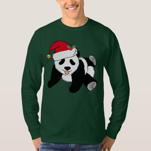 Niedlicher Panda Bear Santa Long Sleeve T-Shirt (Vorderseite)
