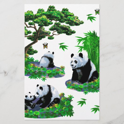 niedlicher Panda-Cartoon Briefpapier (Vorderseite)