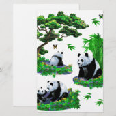 niedlicher Panda-Cartoon Briefpapier (Vorne/Hinten)