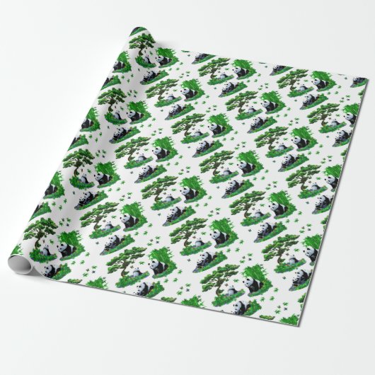 niedlicher Panda-Cartoon Geschenkpapier (Ungerollt)