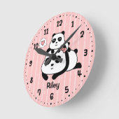 Niedlicher Panda CUB und Runde Wanduhr (Winkel)