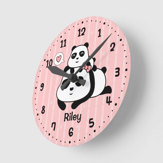 Niedlicher Panda CUB und Runde Wanduhr (Winkel)