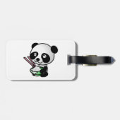 Niedlicher Panda, der Reis aus Bowl mit Chopsticks Gepäckanhänger (Rückseite horizontal)