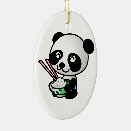 Niedlicher Panda, der Reis aus Bowl mit Chopsticks Keramik Ornament (Rechts)
