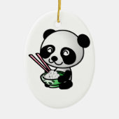Niedlicher Panda, der Reis aus Bowl mit Chopsticks Keramik Ornament (Vorne)