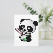 Niedlicher Panda, der Reis aus Bowl mit Chopsticks Postkarte (Stehend Vorderseite)