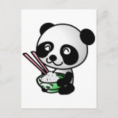 Niedlicher Panda, der Reis aus Bowl mit Chopsticks Postkarte (Vorderseite)