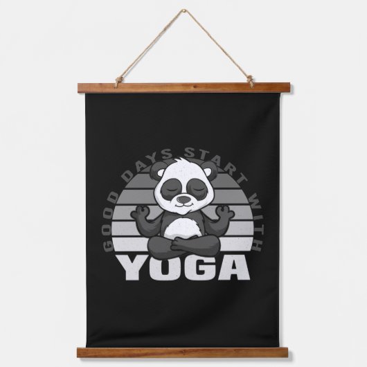 Niedlicher Panda, der Yoga macht, lustige Yoga-Pos Wandteppich Mit Holzrahmen (Vorderseite)