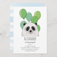 Niedlicher Panda. Geburtstagsparty mit blauen und