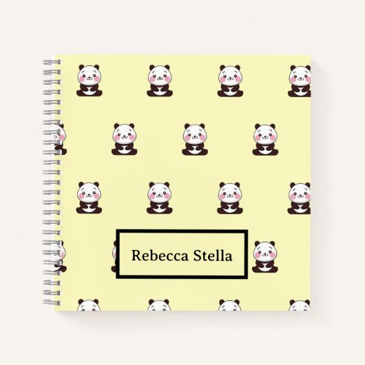 Niedlicher Panda-Gelb Notizblock (Vorderseite)