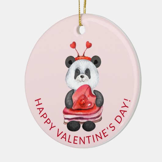 Niedlicher Panda Gnome Happy Valentines Day Keramik Ornament (Links)