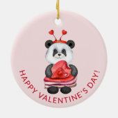 Niedlicher Panda Gnome Happy Valentines Day Keramik Ornament (Hinten)