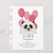 Niedlicher Panda. Hübsches Tier. Rosa Kindergeburt Einladung (Vorne/Hinten)