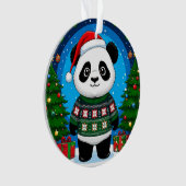 Niedlicher Panda in Weihnachtspullover trägt Santa Ornament (Vorderseite)