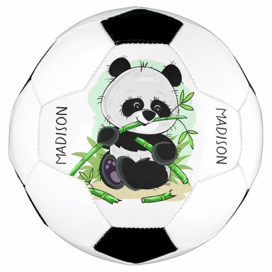 Niedlicher Panda individuelle Name Fußball (Vorderseite)
