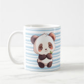 Niedlicher Panda-Kaffeebecher, hellblau gestreifte Kaffeetasse (Links)
