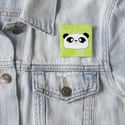 Niedlicher Panda-Knopf (Blumen-Hintergrund) Button (Beispiel)