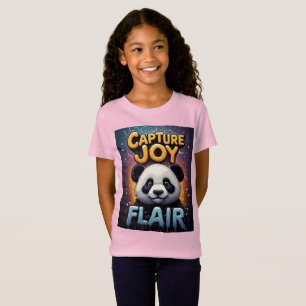 Niedlicher Panda-Maskottchen mit farbenfroher Feie T-Shirt