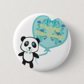 Niedlicher Panda mit Ballon Abzeichen Button (Vorderseite)