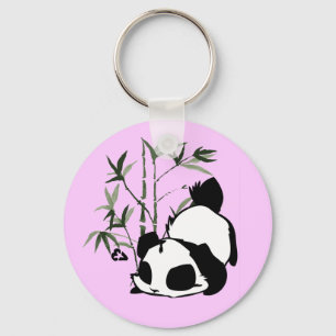 Niedlicher Panda mit Bambusc$schlüssel-kette Schlüsselanhänger