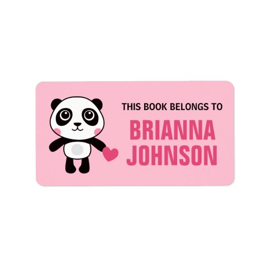 Niedlicher Panda mit Buchzeichen für Herzklopfe Adressaufkleber (Vorne)