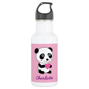Niedlicher Panda mit einem rosa Herzen Trinkflasche