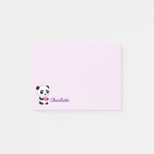Niedlicher Panda mit einem rosa Post-it Klebezettel (Vorderseite)