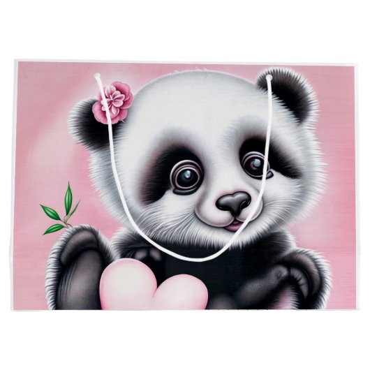 Niedlicher Panda mit Herzenslust Große Geschenktüte (Rückseite)