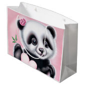 Niedlicher Panda mit Herzenslust Große Geschenktüte (Rückseite Schrägansicht)