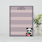 Niedlicher Panda mit lila Briefkopf (Stehend Vorderseite)