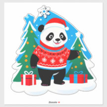 Niedlicher Panda mit Weihnachtsmannmütze und Weihn