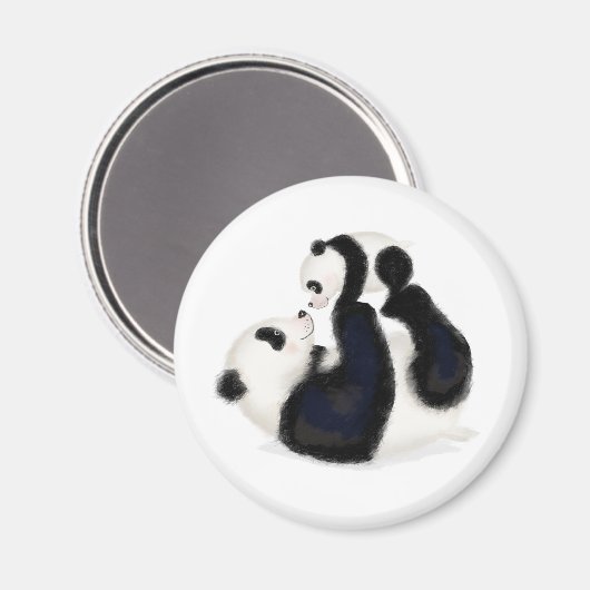 Niedlicher Panda-Mutter und kugelförmiger runder M Magnet (Vorderseite/Rückseite)