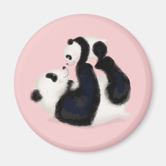 Niedlicher Panda-Mutter- und Kuppelrunder-Magnet ( Magnet (Vorne)
