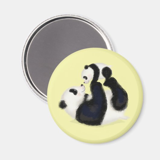 Niedlicher Panda-Mutter- und Kuppelrunder-Magnet ( Magnet (Vorderseite/Rückseite)
