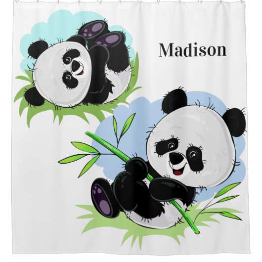 Niedlicher Panda-Name-Duschvorhang Duschvorhang (Vorderseite)