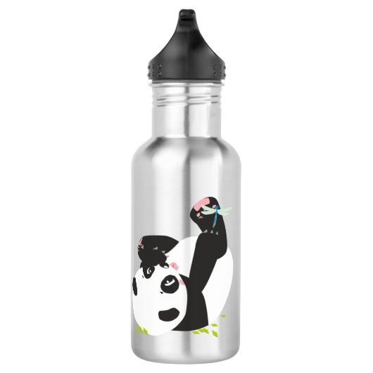 Niedlicher Panda-Name Edelstahlflasche (Rechts)