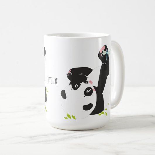 Niedlicher Panda-Name Kaffeetasse (VorderseiteRechts)