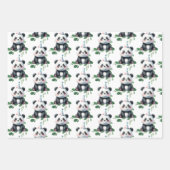 Niedlicher Panda Pattern Bär mit Grün & Geschenken Geschenkpapier Set (Vorderseite 3)