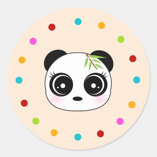 Niedlicher Panda, Polka-Punktkreis Runder Aufkleber (Vorderseite)