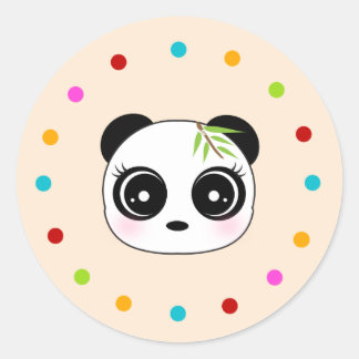 Niedlicher Panda, Polka-Punktkreis Runder Aufkleber