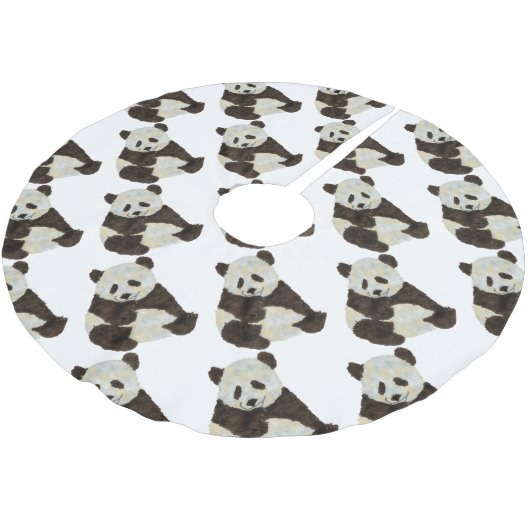 Niedlicher Panda Polyester Weihnachtsbaumdecke (Schrägansicht)
